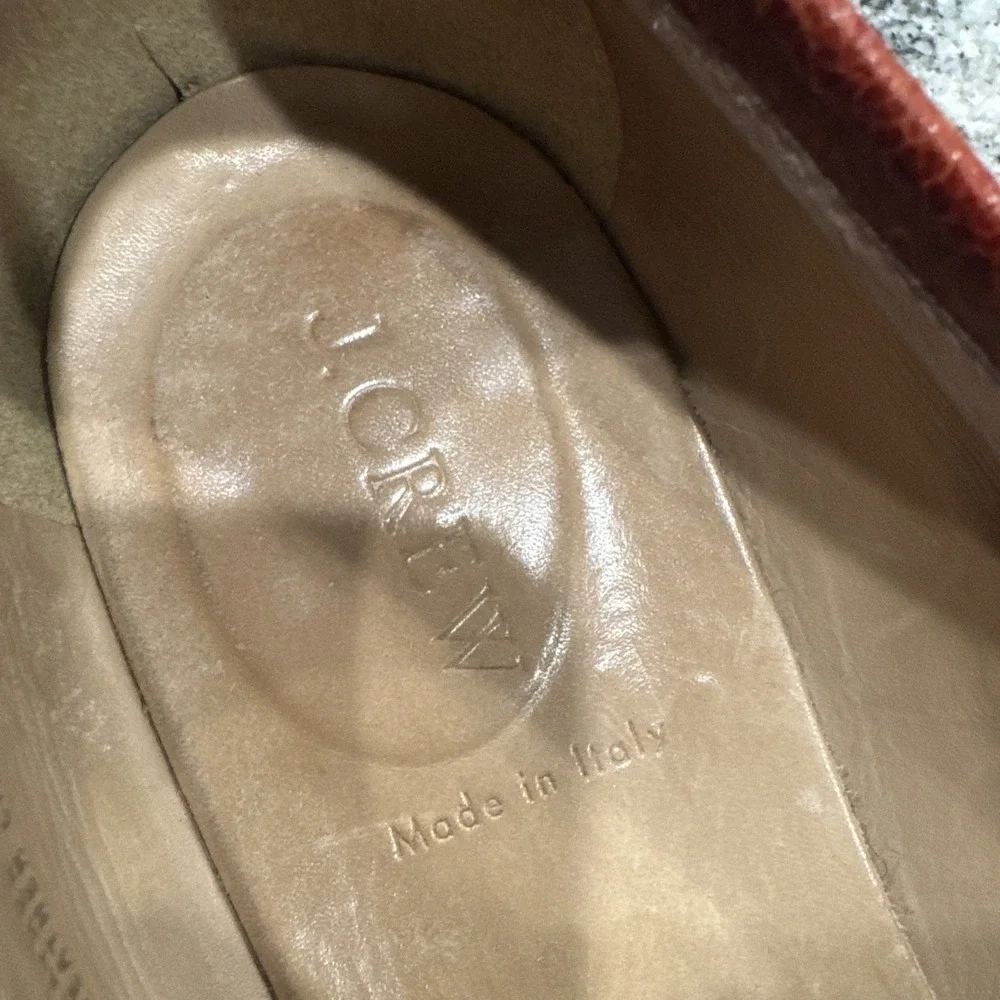 J.CREW BIELLA CRACLED LEATHER LOAFERS E0843‎ SIZE 9.5 WARM SEPIA ITALY